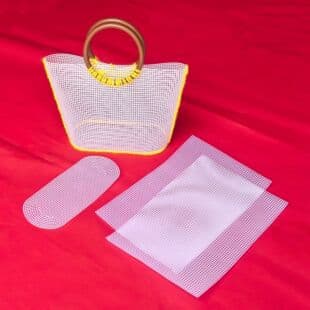 Hand-Crocheted Plastic Mesh Shaping Small Eye Grid Basket Bucket Bag Bottom Handle Material Accessories