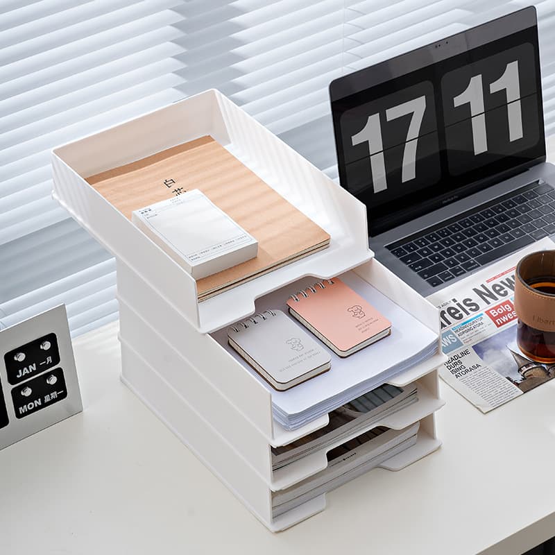 A4 File Organizer Box for Desk, Multi-Layer Storage Rack for Office Supplies and Document Sorting