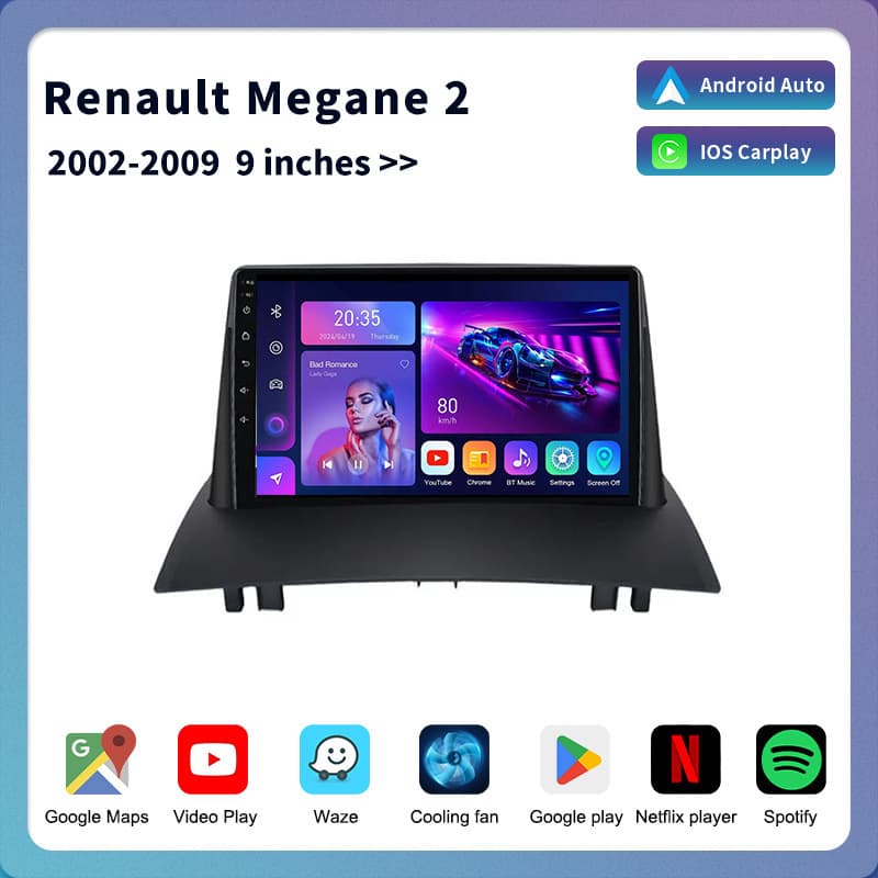 For Renault Megane 2 Large Screen Smart Navigation Car Video GPS