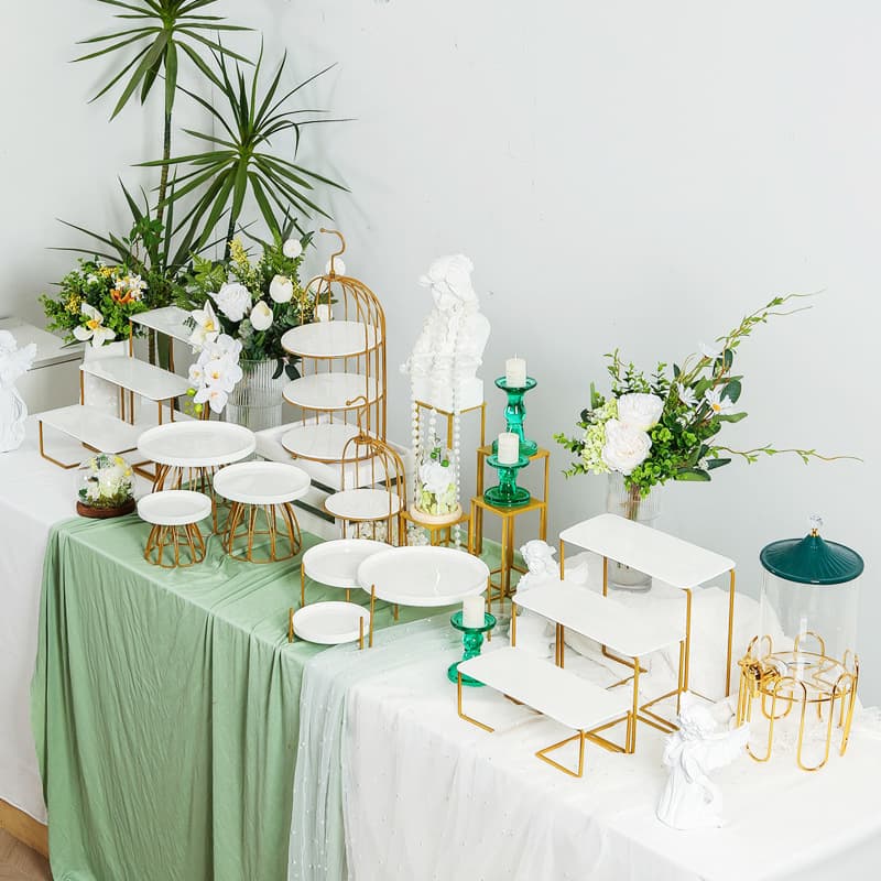 Light Luxury Ceramic Dessert Stand Display Rack Cake Pastry Tray Ornament for First Birthday Party Baby Banquet
