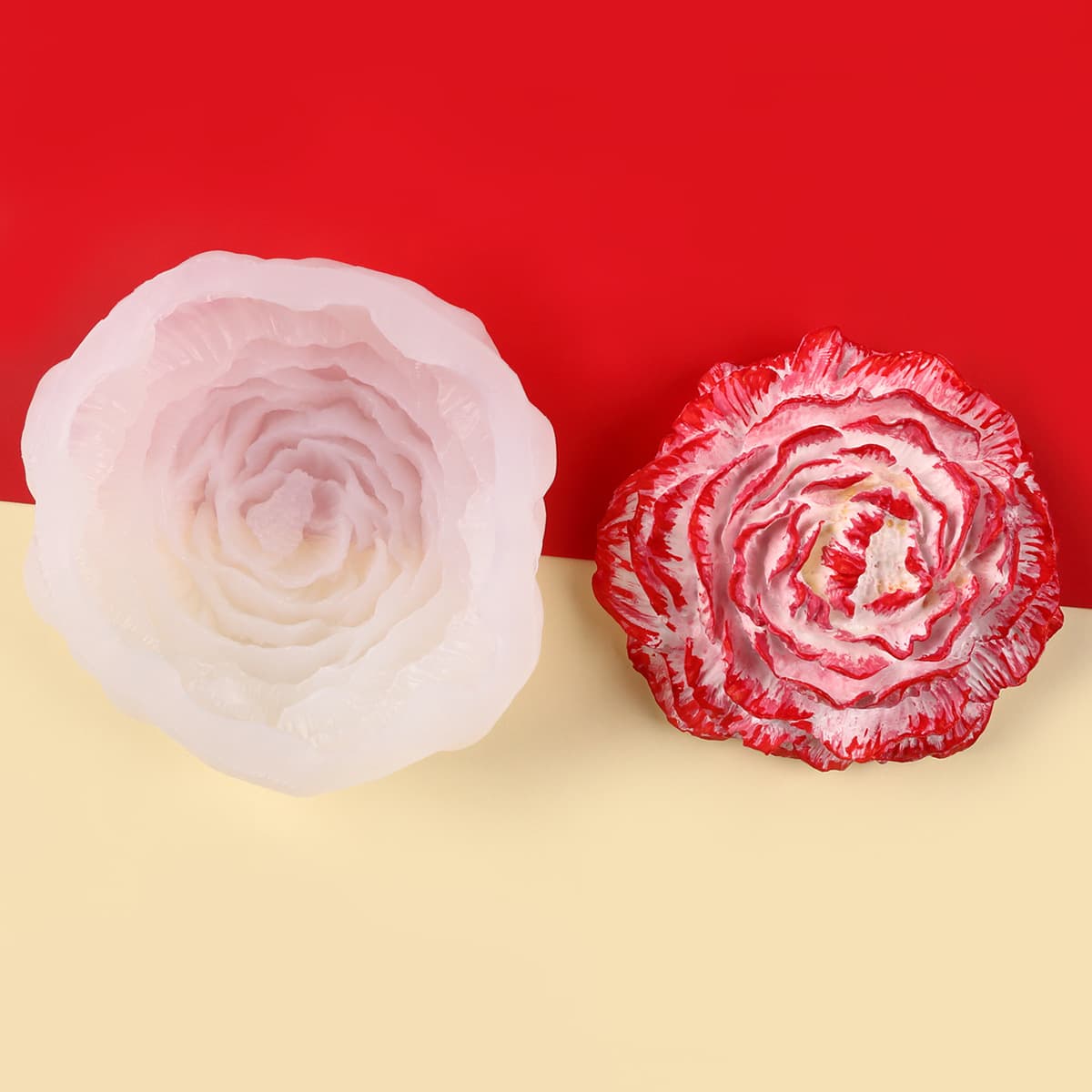 3D Peony Flower Silicone Mold for Rose Floral Scented Candles, Aroma Stones, Handmade Soap, Epoxy Resin
