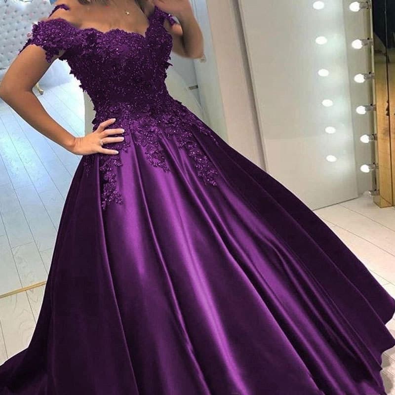 European and American Export Dresses 2026 New Style Aliexpress Wish Lace Off-Shoulder Fashionable Elegant Evening Dress