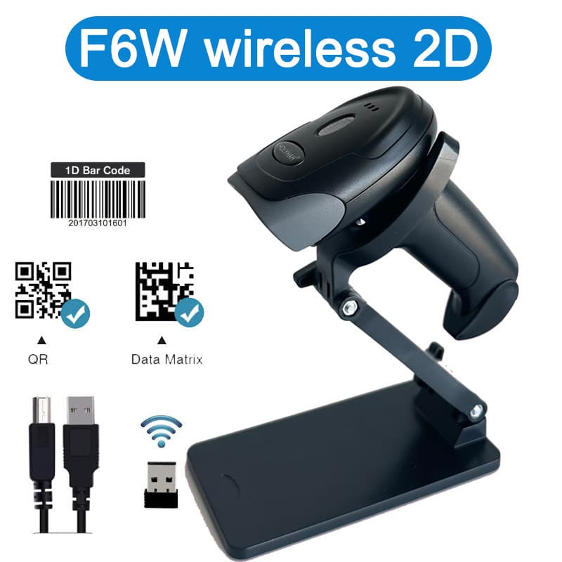 HOLYHAH QR Code Wireless Barcode Scanner for Express Logistics, Supermarket Cashier, with Storage