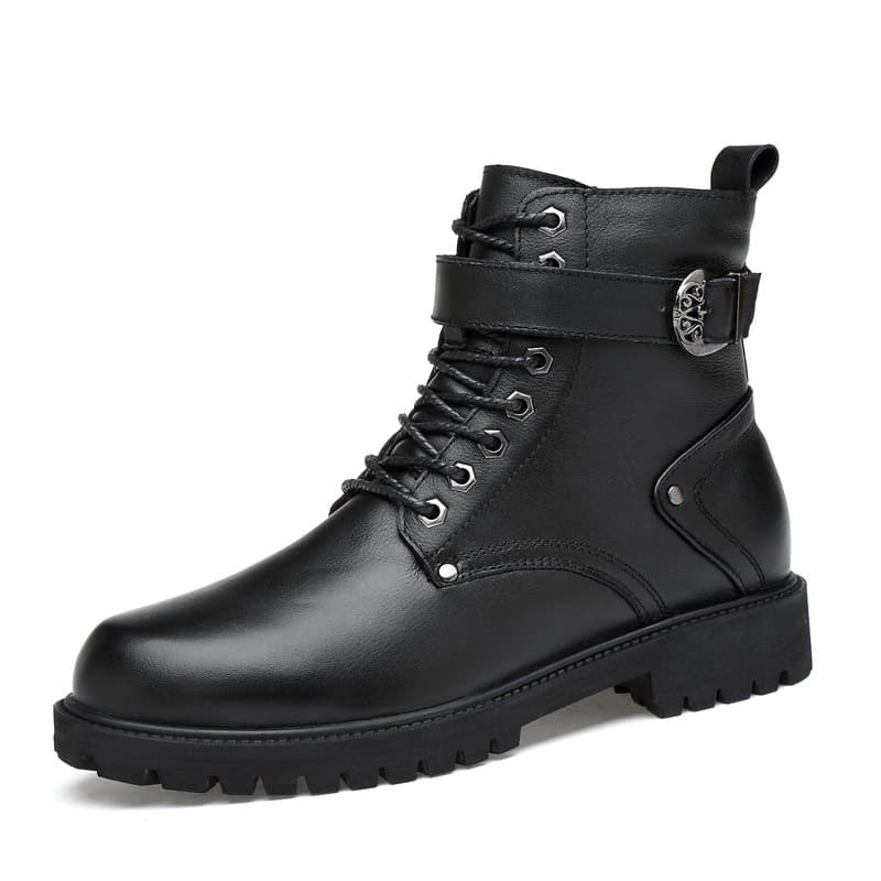 Factory direct sales of new autumn and winter Martin boots for men, Korean style trendy couples round toe high top plus velvet military boots, one piece drop shipping