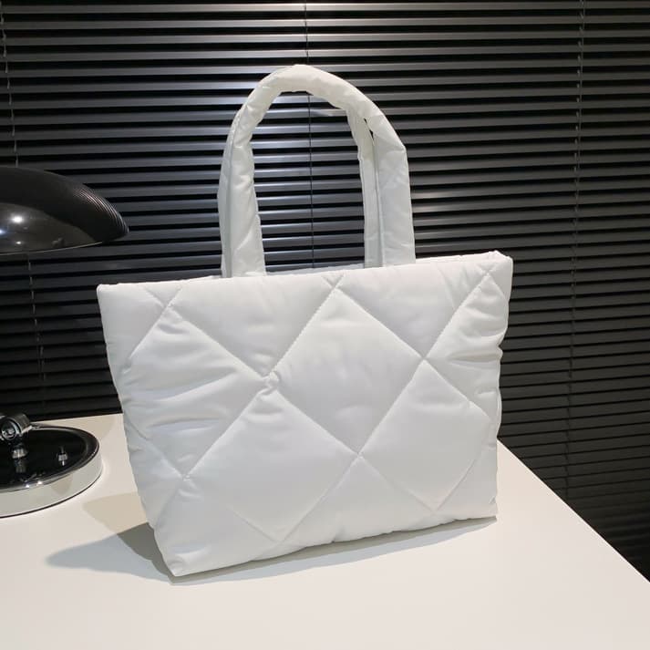 Amazon New Women's Shoulder Bag Embroidered Grid Large Capacity Simple Versatile Fashionable Down Cotton Bag