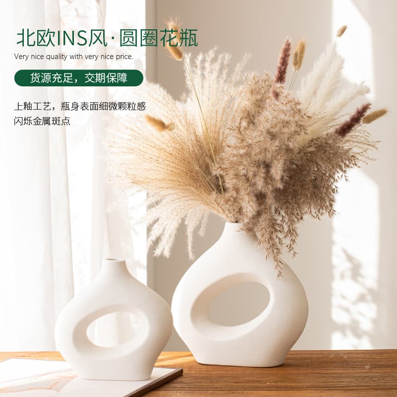 Modern Nordic Vase Ins-Style Soft Decoration Home Decor Ceramic Flower Vase Hydroponic Art Vase