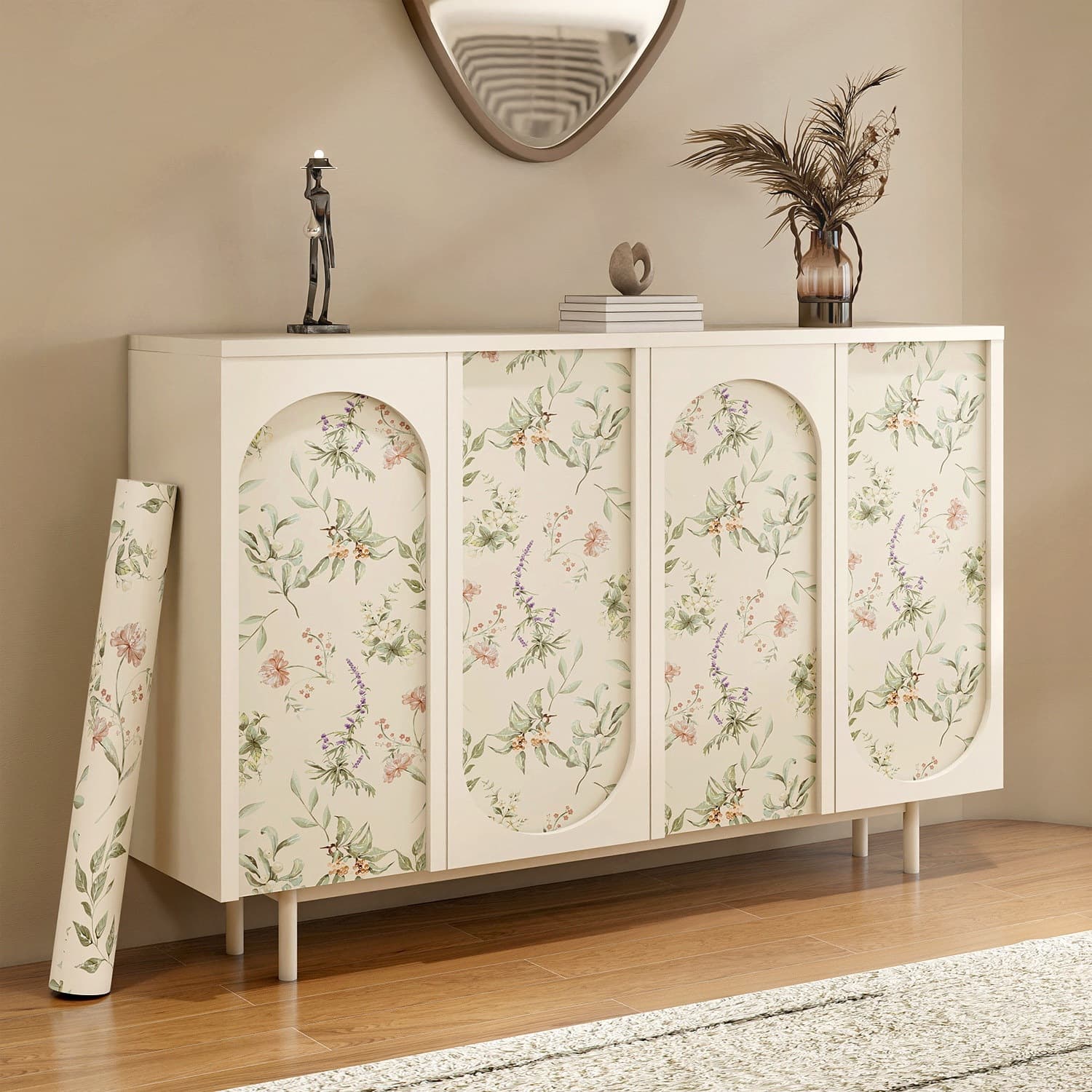 Cabinet Sticker Door Renewal Cover Flaws French Style Wallpaper Wardrobe Kitchen Cabinet Shoe Cabinet Furniture Renovation Waterproof Self-Adhesive Wallpaper