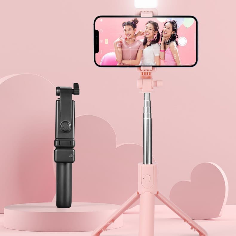 Cross-border R1 Hot-Selling R1S Phone Selfie Stick Extended Anti-Shake Bluetooth Integrated with Fill Light Beauty Live Streaming Stand