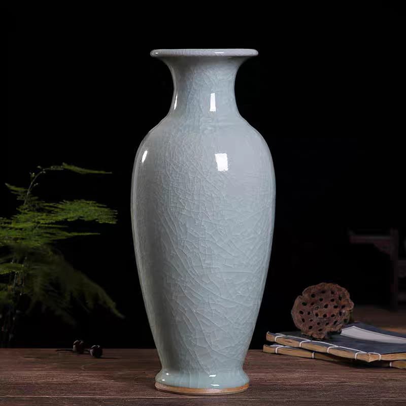Jingdezhen Ceramic Jun Kiln Crackle White Ice Pattern Guanyin Vase Ceramic Craft Home Decoration Ornament