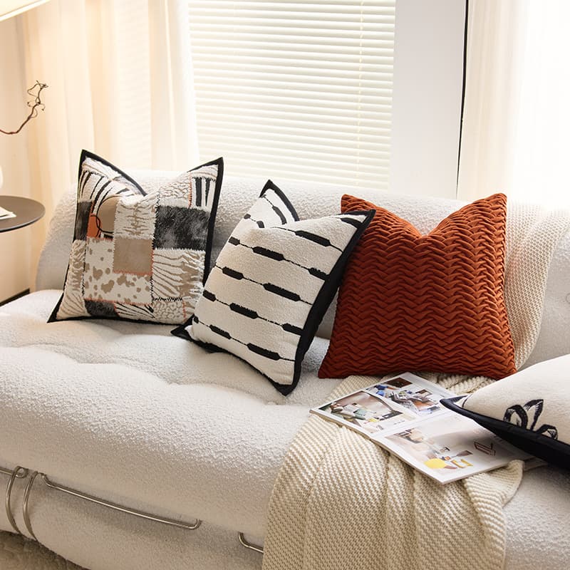 Ins Style Dot Line Throw Pillow Cover for Bedroom, Living Room, and Sofa Square Cushion Cover, Modern Minimalist Removable Cushion