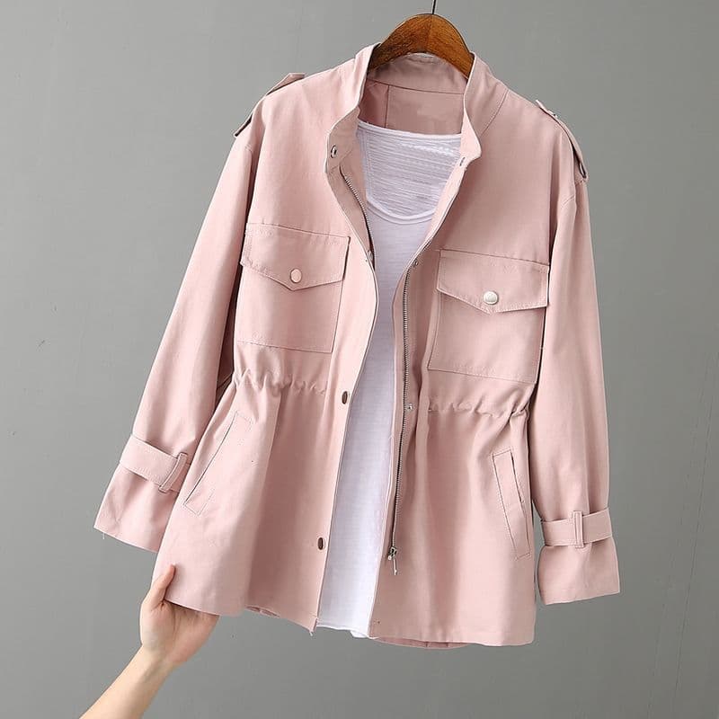 Women's Spring/Fall 2026 New Style Trench Coat, Mid-Length Korean Loose Jacket, Waist-Tightening Slim Fit for Petite Women