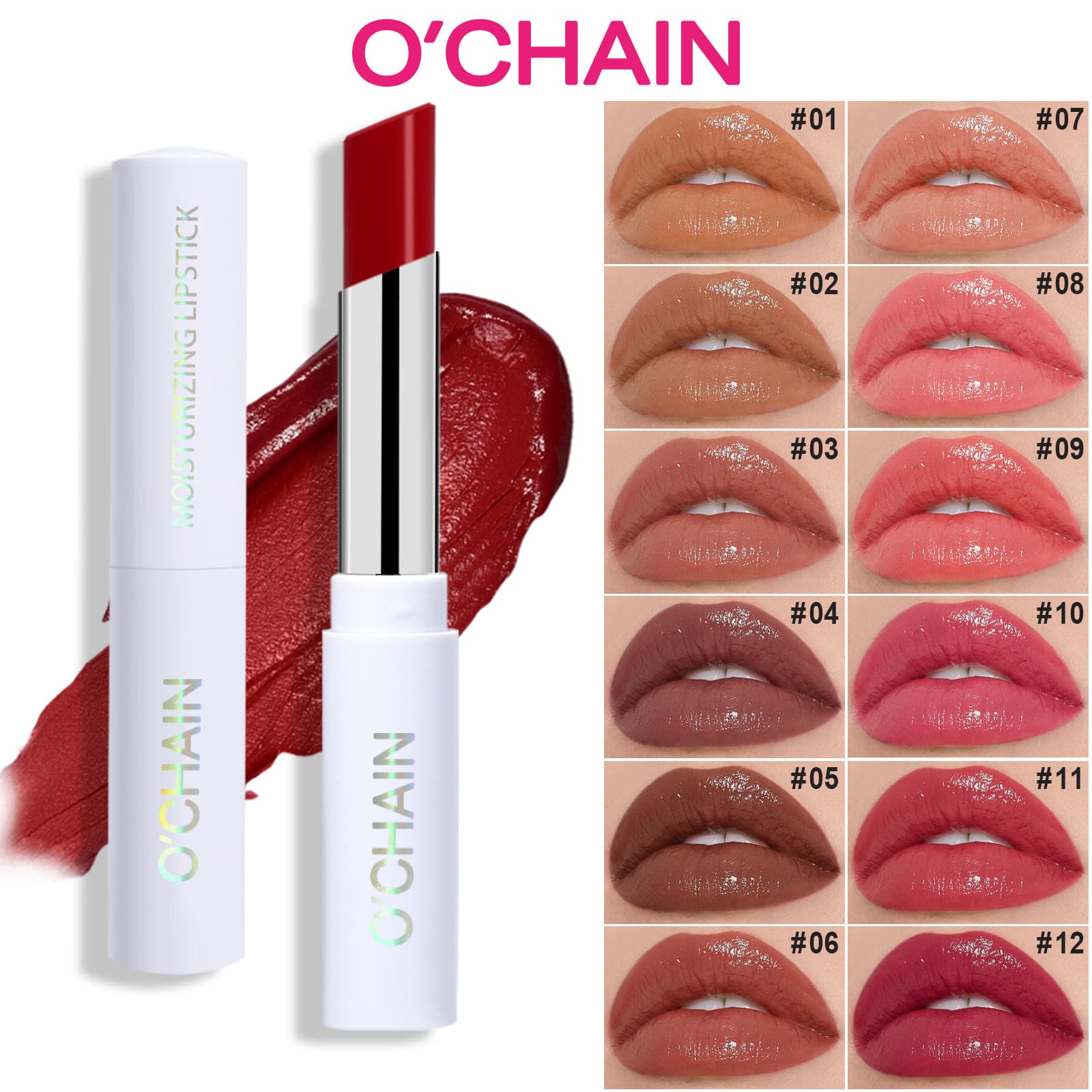 O'CHAIN cross-border moisturizing lip plumping lipstick gift box set long-lasting non-fading mirror moisturizing lipstick set box