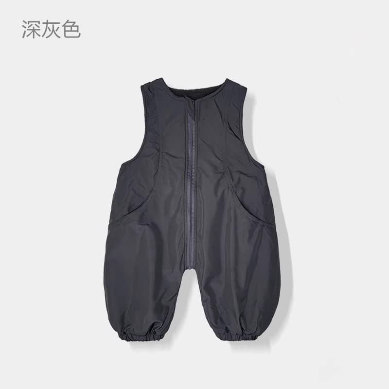 Sleeveless new three-proof zipper overalls for boys and girls, fashionable and casual autumn and winter velvet jumpsuits for boys and girls.