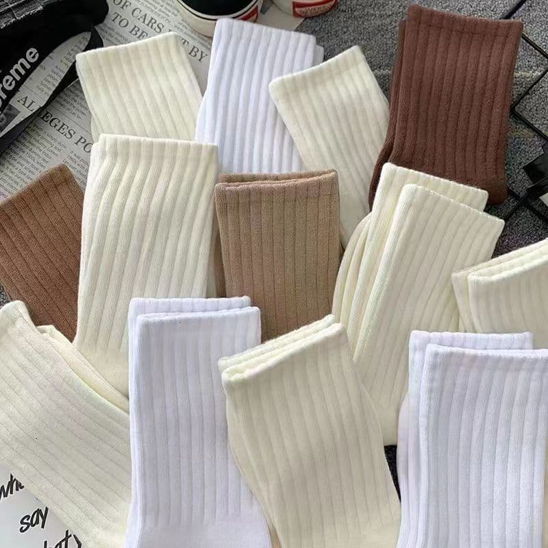 Zhuji Socks Women's Mid-Calf Autumn/Winter Style Ins Fashion Versatile Solid Color Long Sports Couple Socks High Appearance