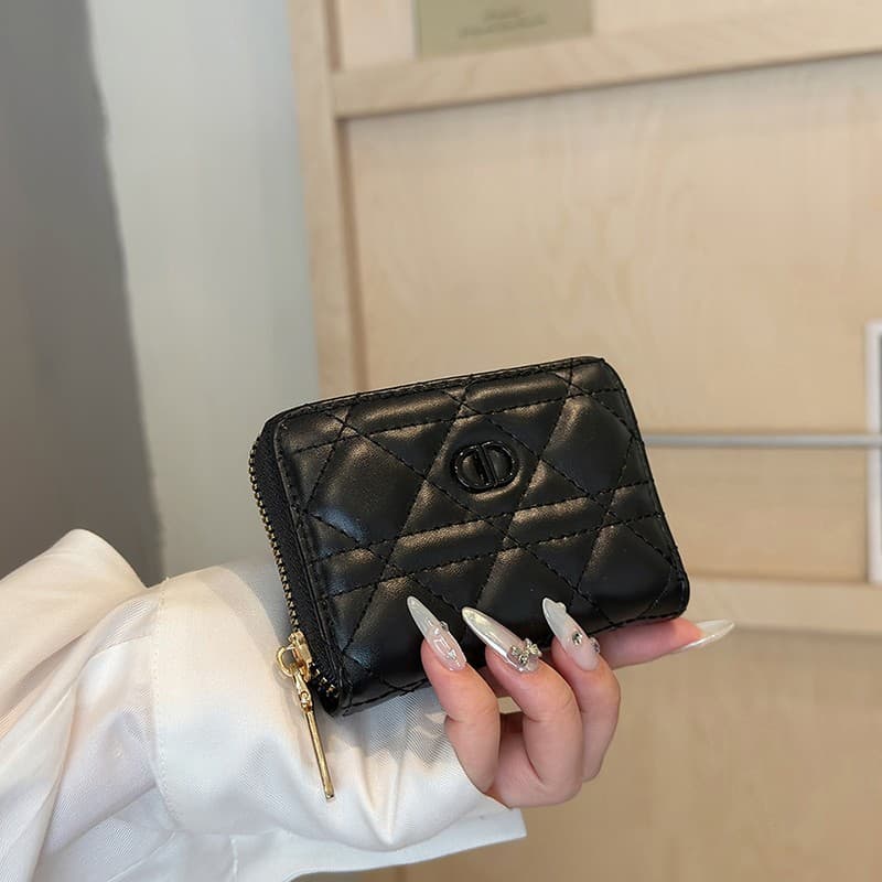 Niche design anti-degaussing card holder for women with zipper style, multiple card slots, exquisite high-end compact accordion style card holder