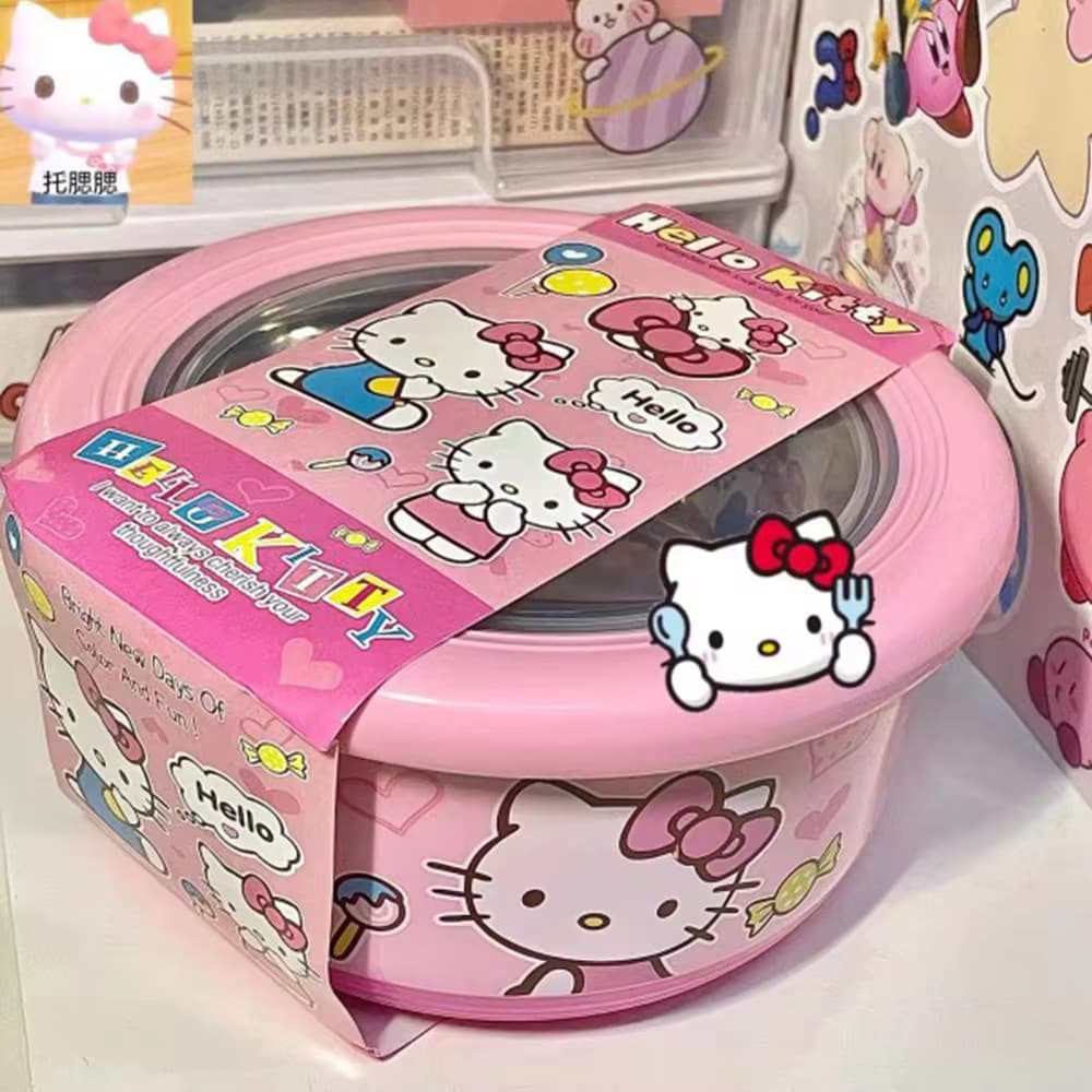 Cartoon KT Stainless Steel Lunch Box Korean-Style Large-Capacity Bento Box Student Sealed Heat-Insulated Soup Bowl