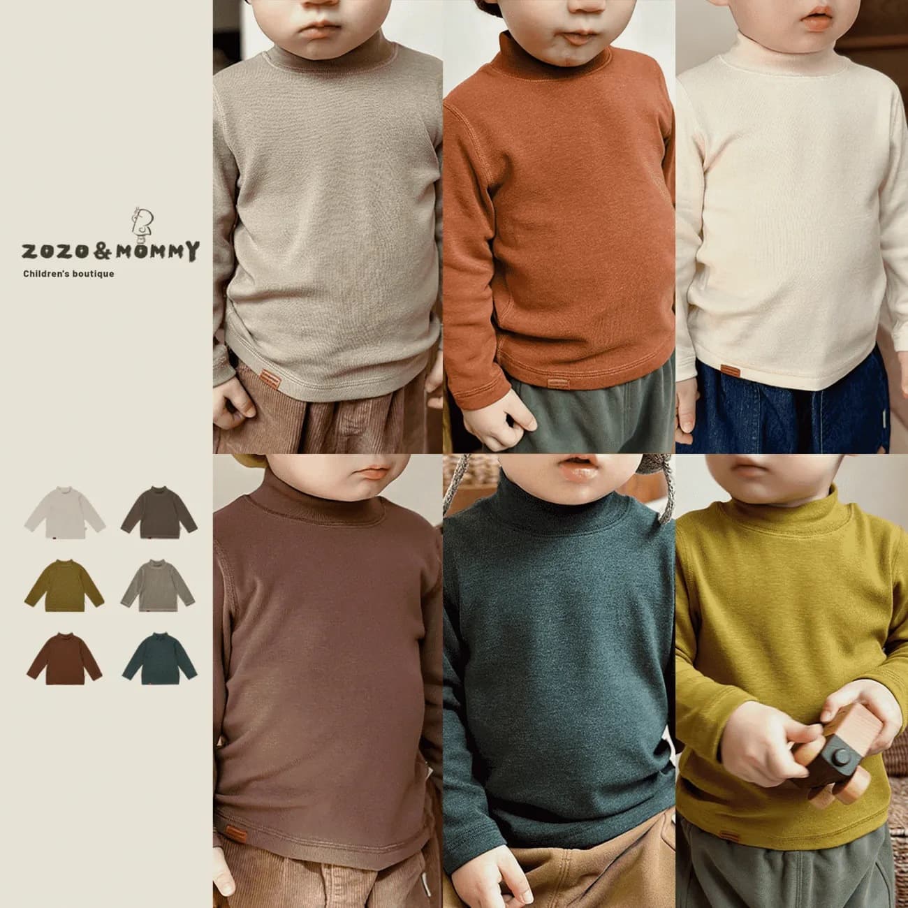 [Flagship Series - Soft, Skin-Friendly, Warm German Fleece] Soft Semi-High Neck Base Layer Top for Infants and Unisex Children