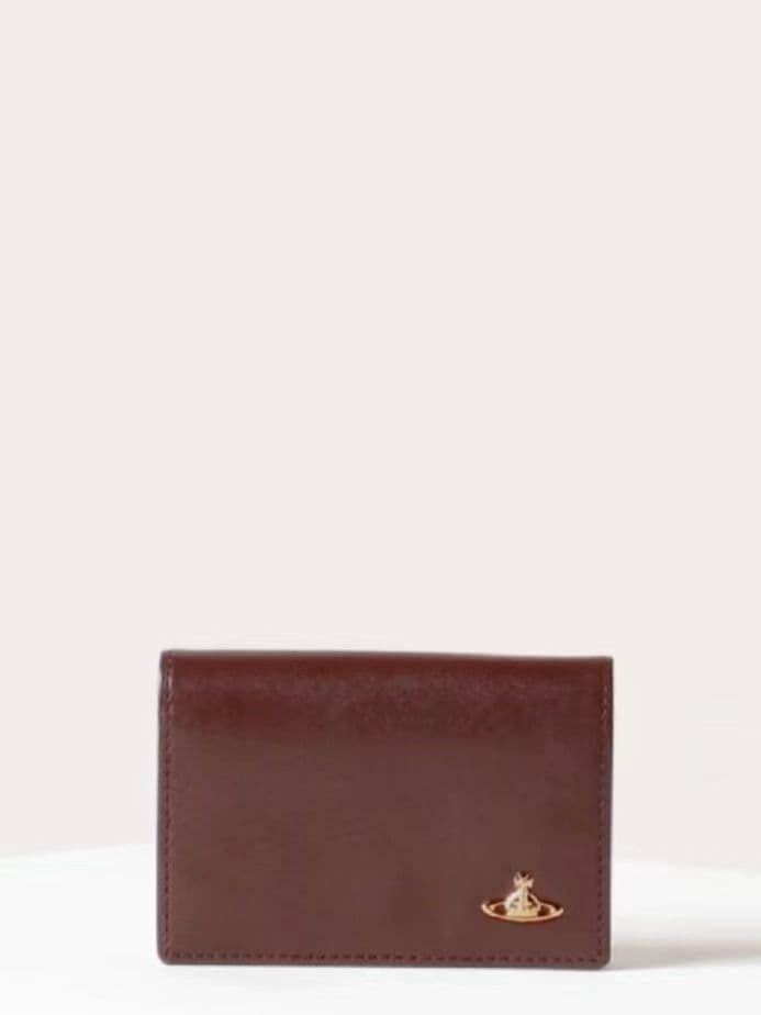 UK Niche Card Holder Saturn Logo Solid Color Clutch Horizontal Wallet Card Case Brown Unisex