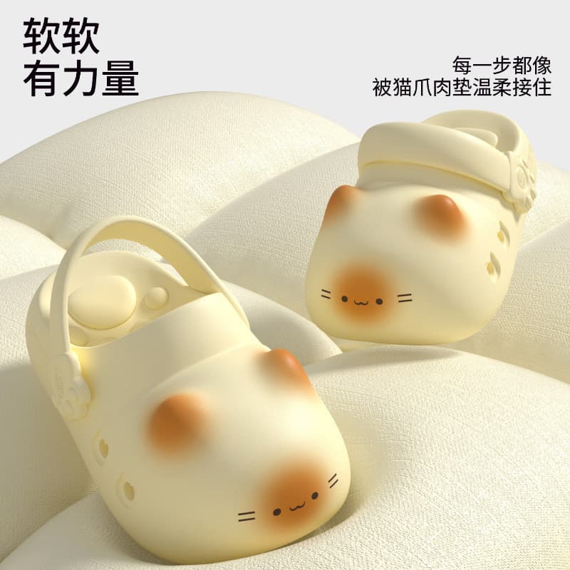 26 New Cute Cat Claw Croc Shoes Women's New Thick-soled Birkenstock Half Slippers Non-slip EVA Sandal Slippers