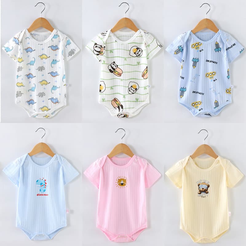 Short-sleeved newborn short-sleeved summer thin baby onesie summer type A baby bag full cotton romper