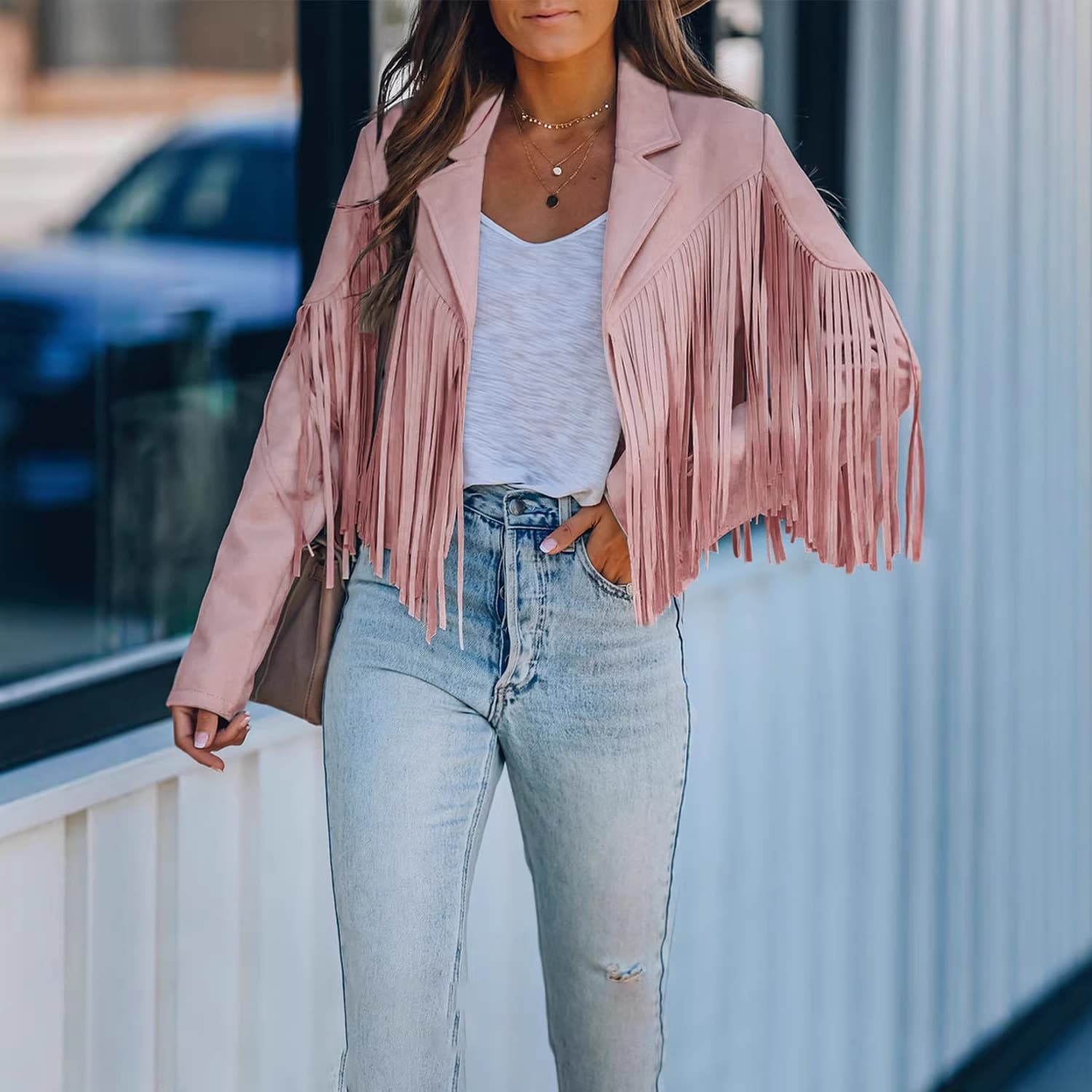 2025 Autumn/Winter New Trendy Notch Lapel Jacket for Women, European and American Fashion Fringe Short Long-Sleeve Coat