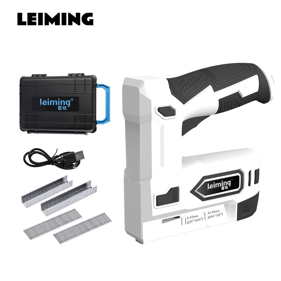 Leiming LS715 Rechargeable Electric Nail Gun, a dual-purpose (straight nail, U-nail) lithium-ion woodworking nail gun.