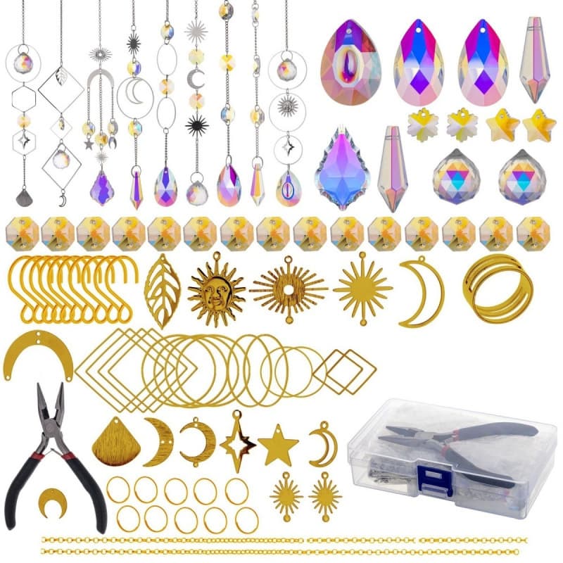 200PCS Crystal Sun Catcher DIY Craft Kit Pendant Rainbow Maker Window Hanging Prism