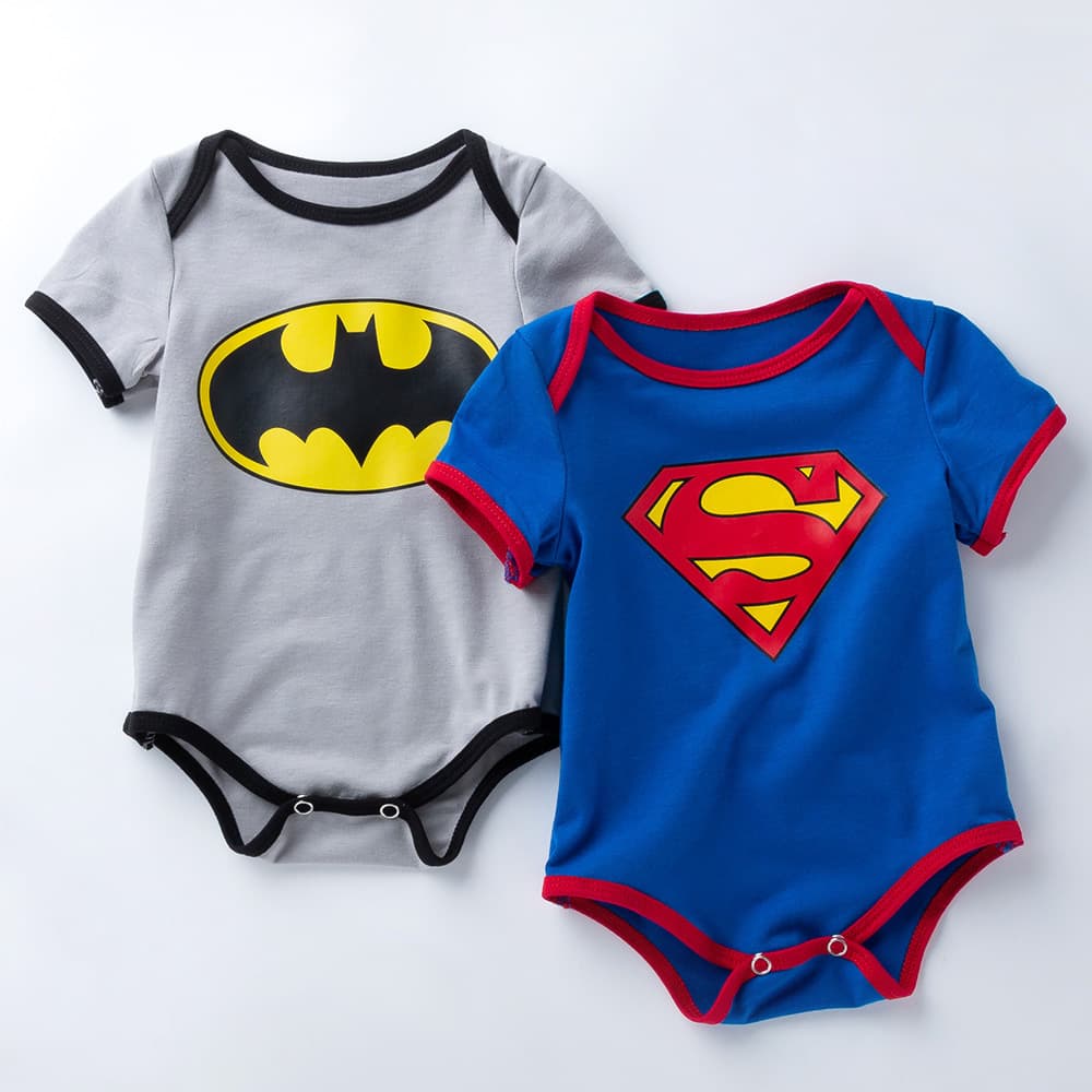 New Summer Baby Clothes 0-2 Years Short Sleeve Cartoon Superman Print Romper Bodysuit Factory Direct Drop Shipping