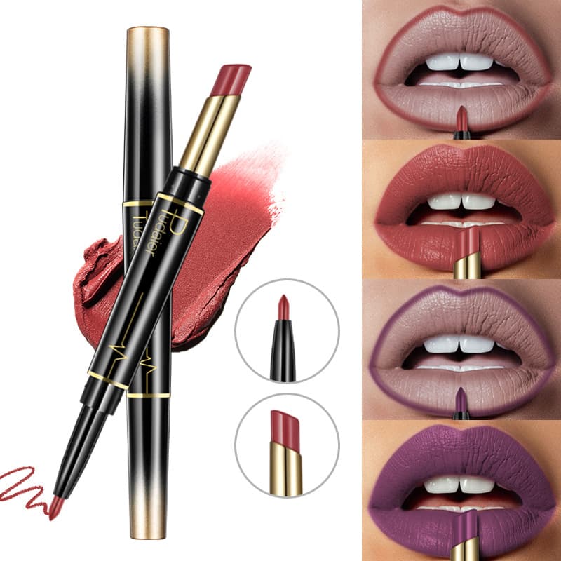 Pudaier Double-Ended Velvet Matte Lipstick And Lip Liner Pen Long-lasting Colorful 16 Shades Lip Makeup Tools for Beauty