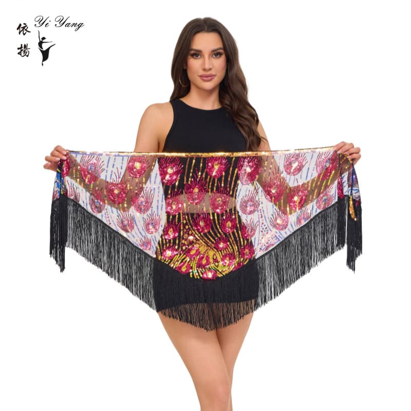 Halloween Belly Dance Waist Chain Hip Scarf Sequin Tassel Performance Clothing Accessories Women's Samba Dance Waist Decoration