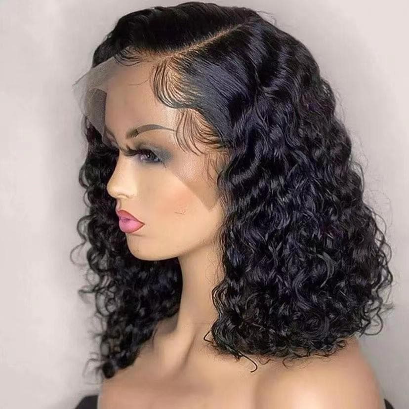 Cross-border hot selling European and American foreign trade wig for women with front lace short curly hair African small curly hair black middle parted long curly hair