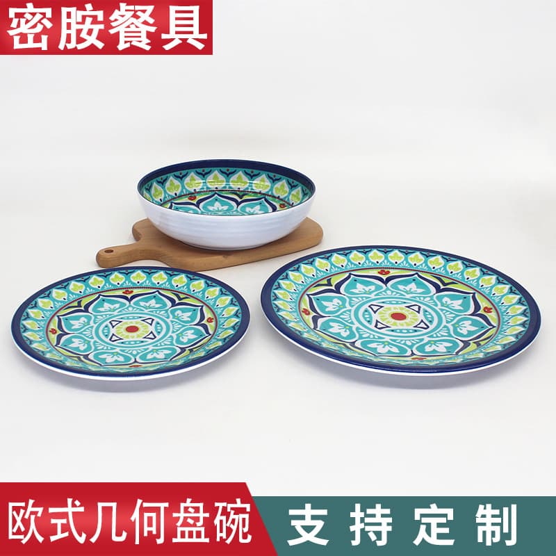 Wholesale Melamine European Style 8 Inch Bowl Geometric Plate Melamine Dinner Set