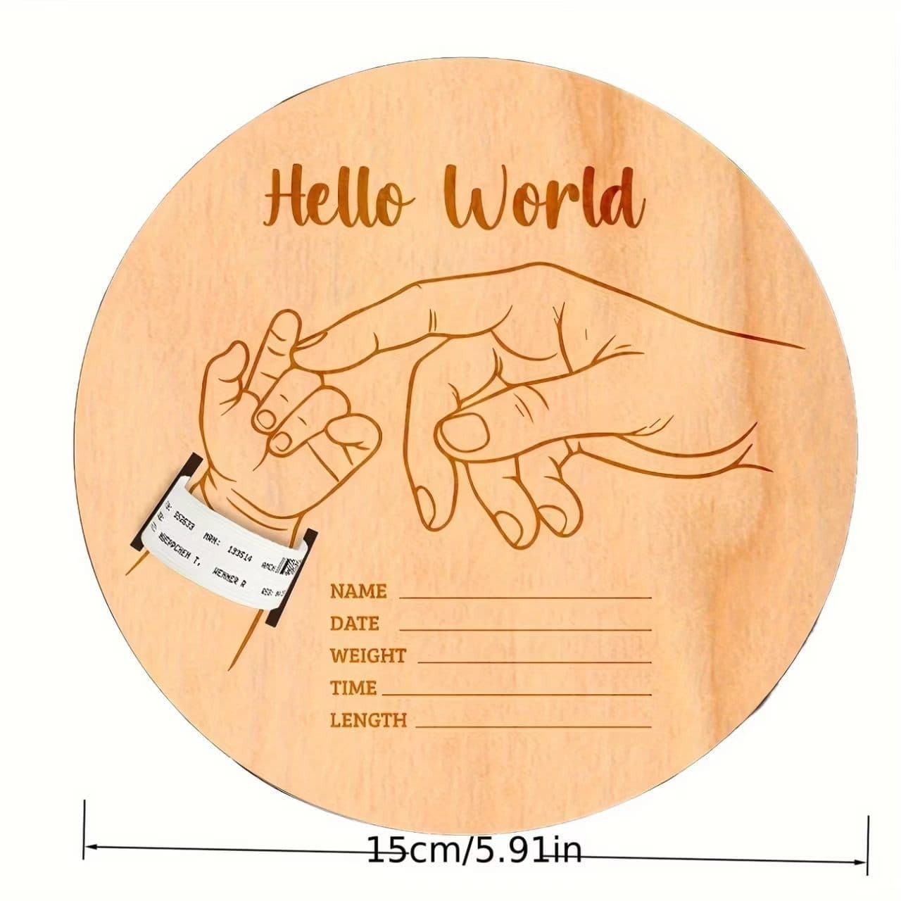 Cross-border Hot-selling Wooden Baby Birth Bracelet Wooden Disc Commemorative Plaque Wristband Display Board Christmas Decoration Holiday Party