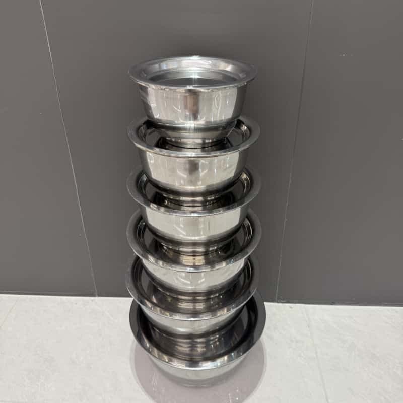 Cross-border Stainless Steel Mixing Bowl Round with Lid Deep Dough Mixing Bowl Cream Bowl Baking Bowl Seasoning Bowl