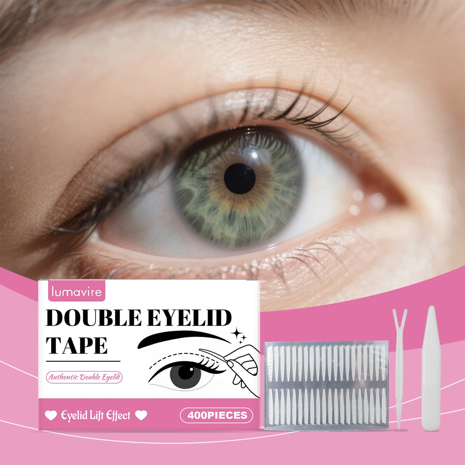 Lumavire Gentle Shaping Double Eyelid Tape, Invisible Breathable No-Glue Shaping Large Eye No-Trace Double Eyelid Tape