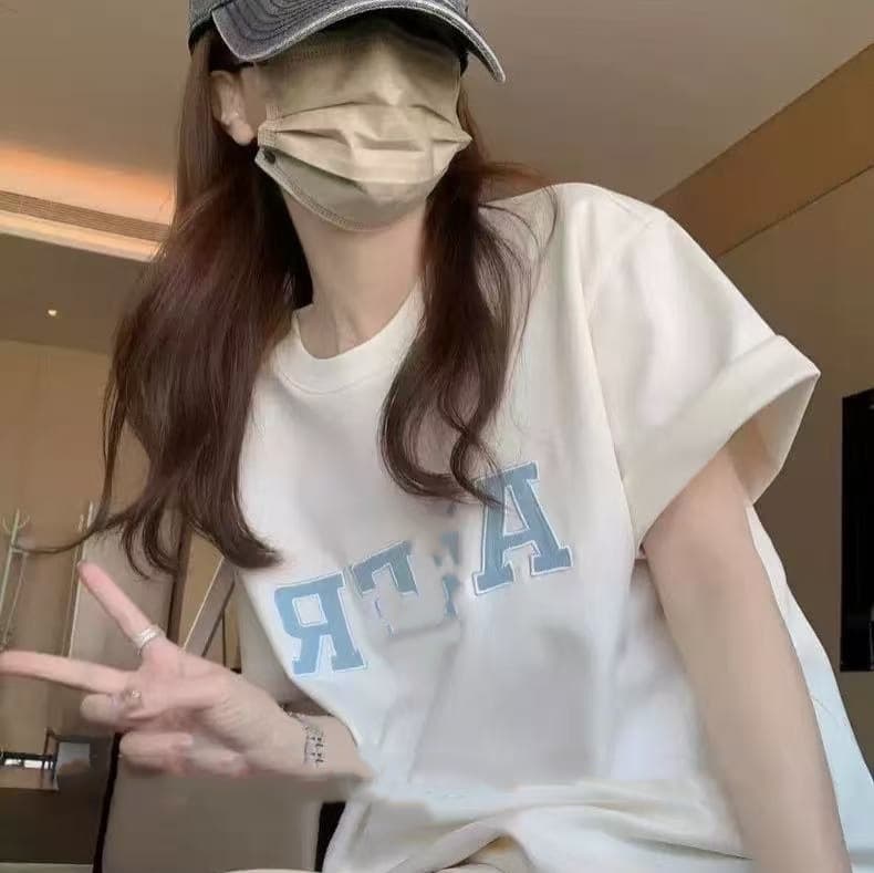 Ader Short Sleeve T-Shirt for Men and Women Couple Style New Round Neck Summer Top Cotton Trendy Brand Embroidered Lettering Knitwear