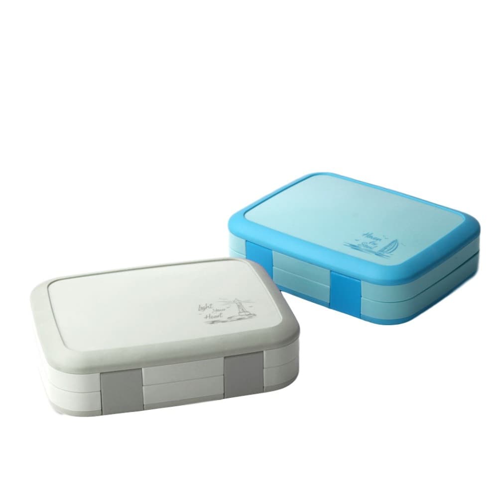 Youyue simple five-compartment lunch box 800ml student sealed microwaveable lunch box plastic lunch box with cutlery