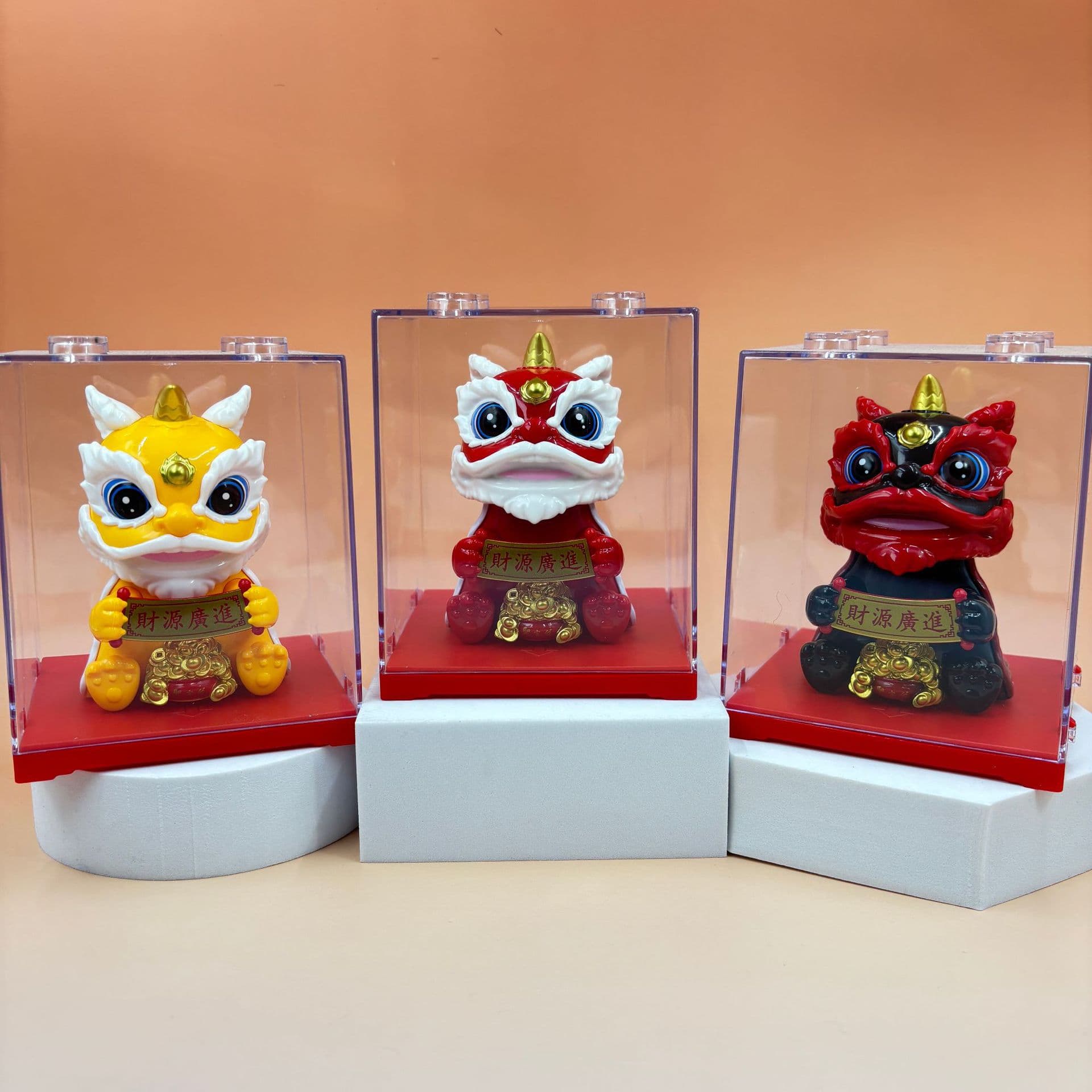 Chinese Trend Awakening Lion Solar Ornament Automatic Nodding Office Reception Desktop Decorative Creative Dancing Lion Mini Ornament