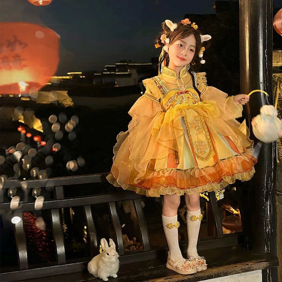 Girls' autumn style dress children's skirt winter wear Lolita princess dress Chinese Hanfu dress new stylish fashionable.
