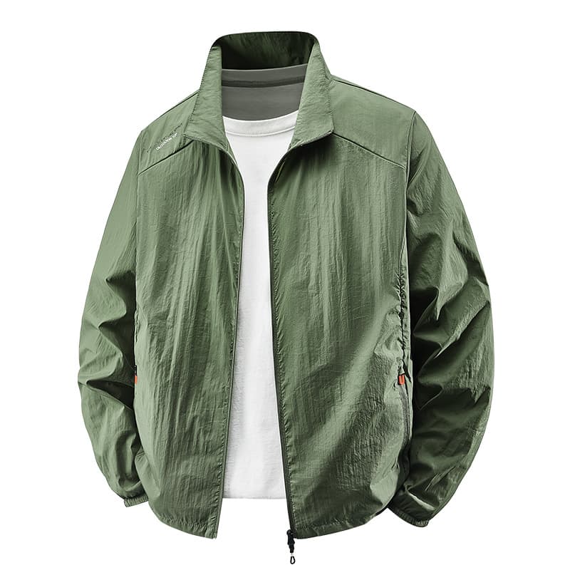 Summer Stand Collar Sun Protection Jacket Men Thin Breathable Middle-Aged Skin Coat Sports Sunscreen Outerwear 2218