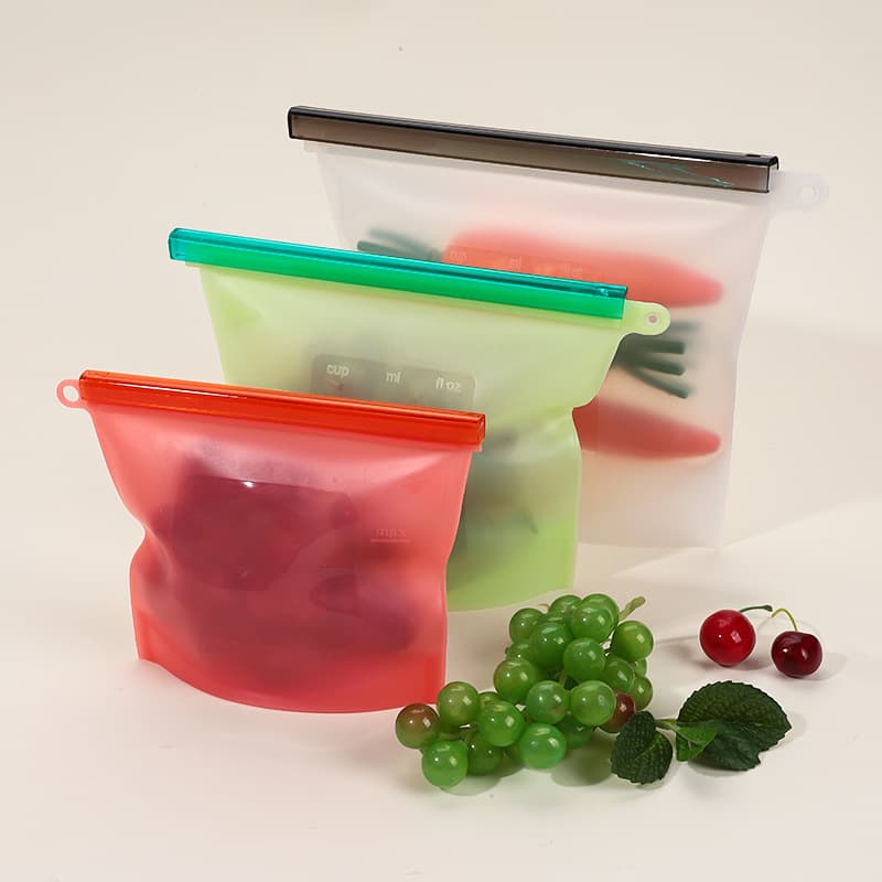 FDA Silicone Food Storage Bags, Reusable Ziplock Bags for Refrigerator, Vegetable and Fruit Storage Bags