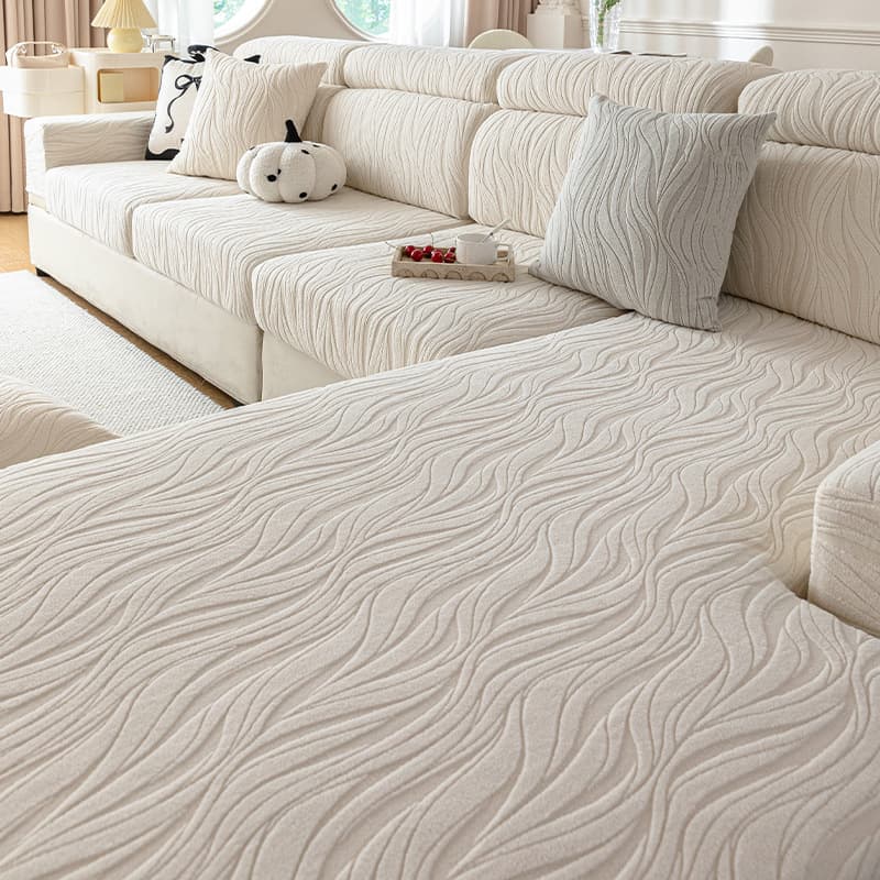 Premium Cream Style Sofa Cover Cross-Border Wholesale All-in-One Universal Cover for Three-Seat with Chaise Lounge Anti-Cat Scratch Sofa Slipcover