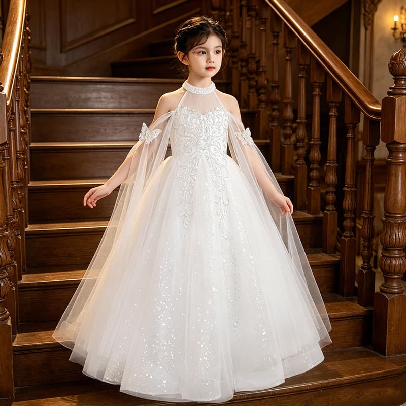 Girls Princess Tulle Dress Flower Girl Piano Host Performance Costume Cross-border