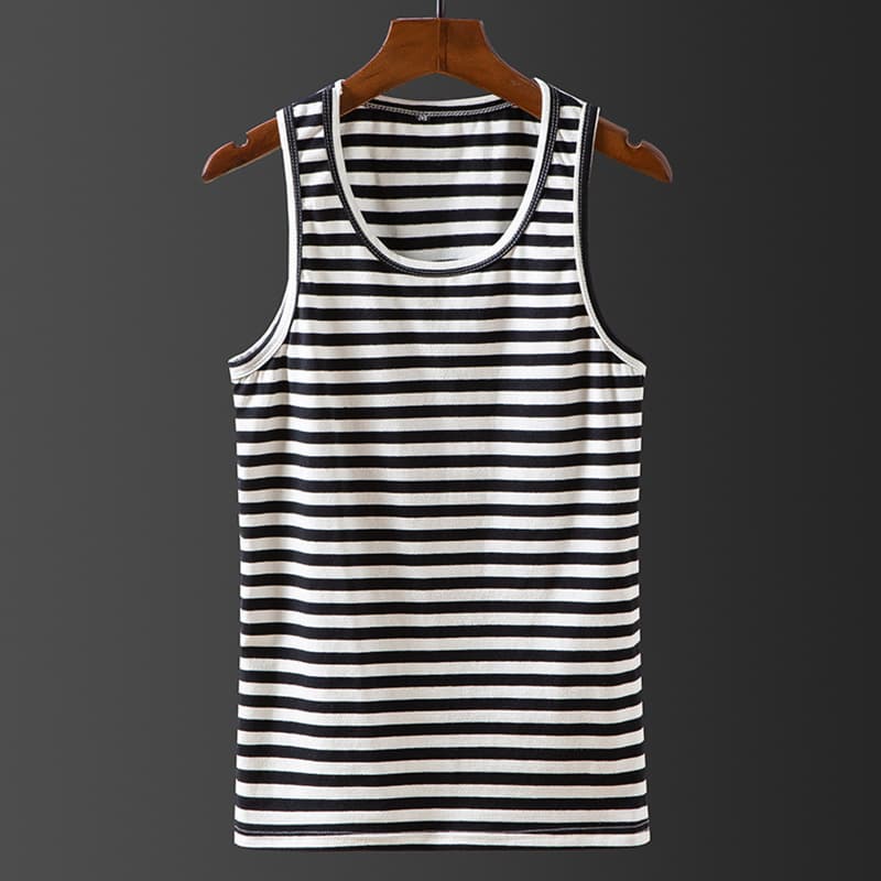 Men's Sleeveless Vest Striped Summer Korean Style Fitness Sport Breathable Outdoor Wear Shoulder Pad Vest for Men