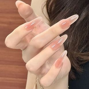 Sized Press-On Nails, Premium Blush Nude Handmade Minimalist Removable 10-Piece Nail Tips Finished Wholesale