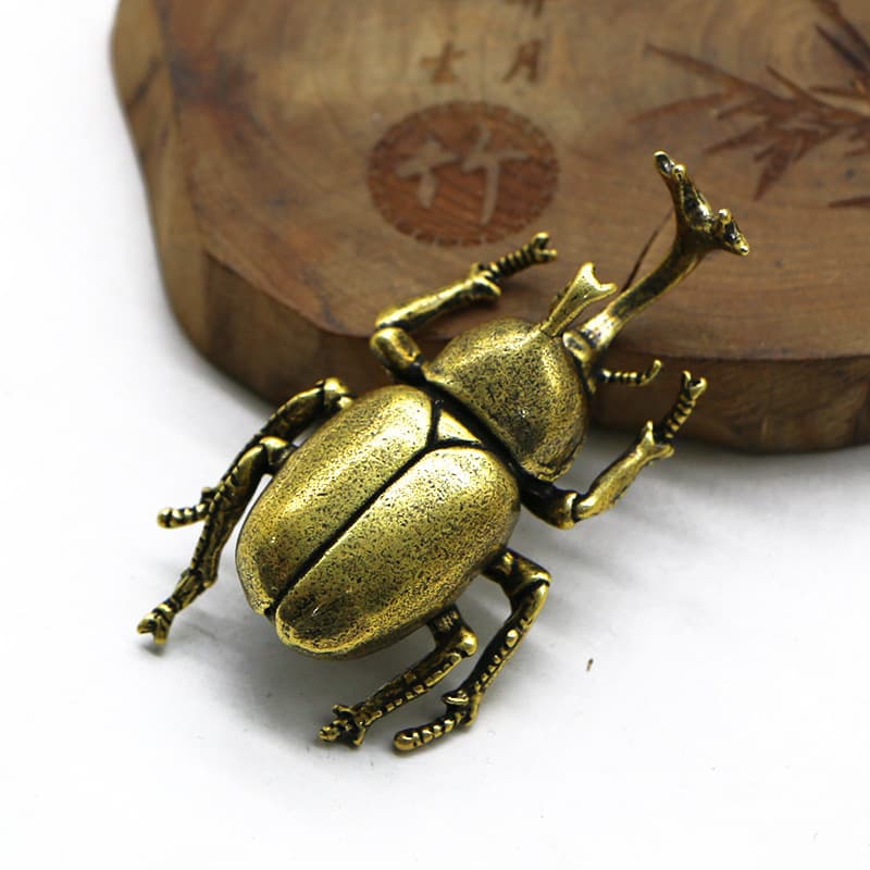 Brass Beetle Tea Ceremony Tea Pet Ornaments Pure Copper Beetle Paperweight Antique Copper Crafts Unicorn Keychain