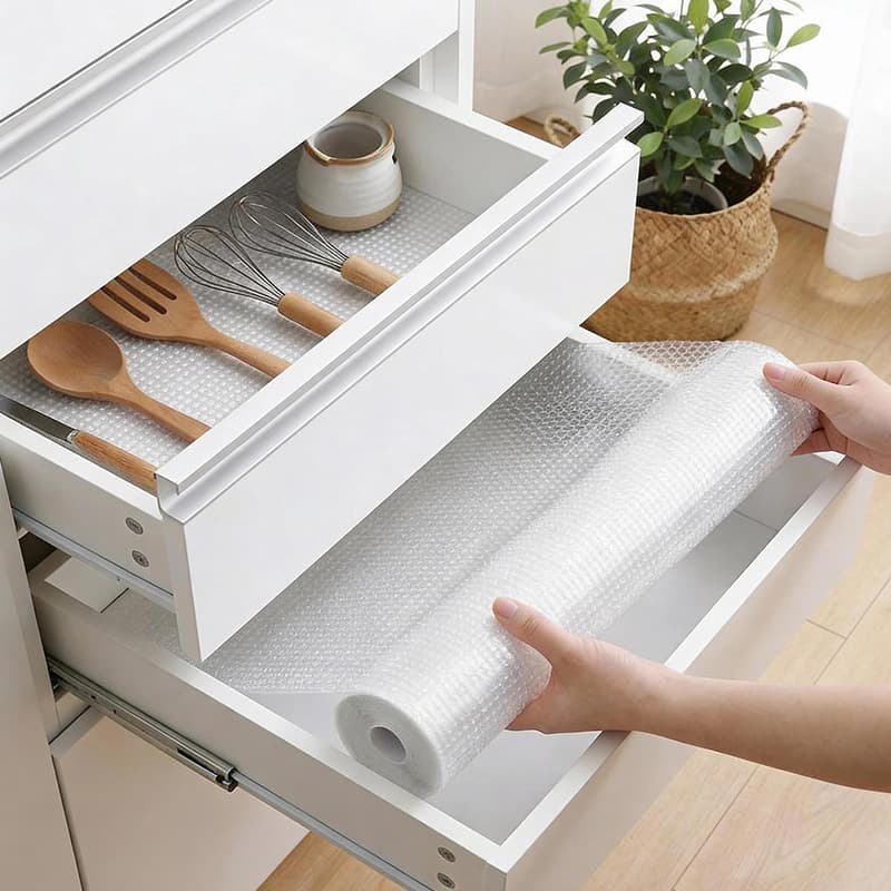 Drawer Liner Paper, Waterproof and Moisture-Proof Cabinet Mat, EVA Transparent Wardrobe and Kitchen Cabinet Mat, Antibacterial, Oil-Proof, Mold-Proof, Dirty Shoe Cabinet Mat