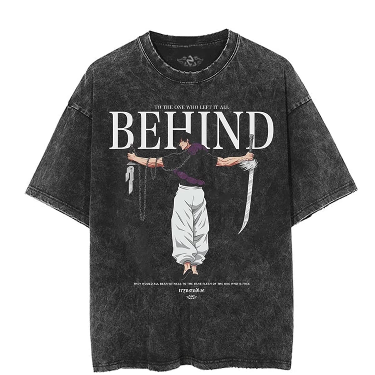 Jujutsu Kaisen Berserk Washed Wax-Dyed Short-Sleeve T-Shirt Trendy