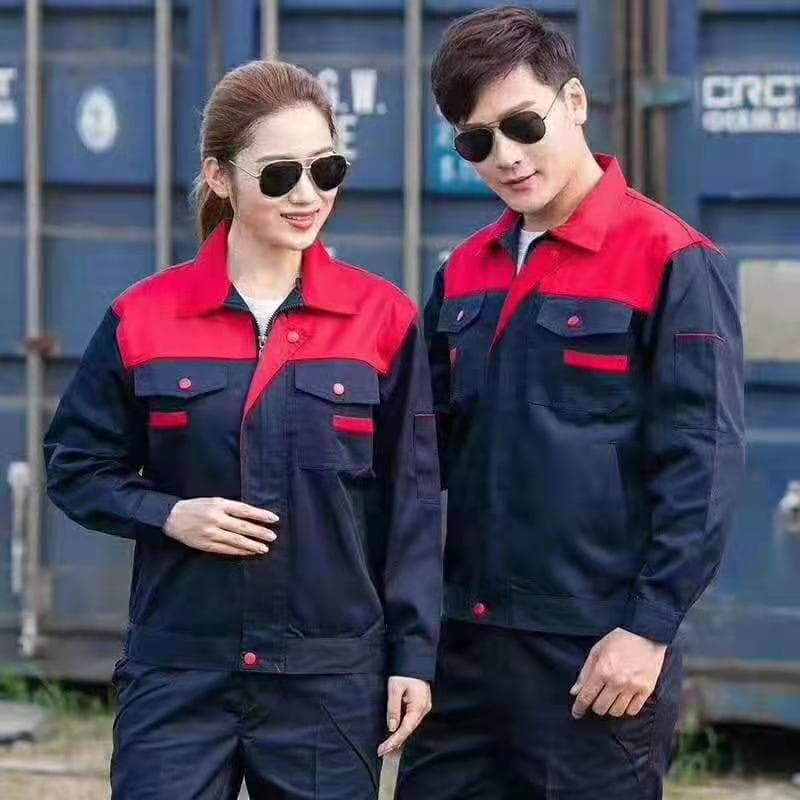 Spring and Autumn Workwear Patchwork Shoulder Set, Dirt-resistant Auto Repair Worker Factory Workshop Clothes, Wear-resistant Protective Clothing, Men's Top