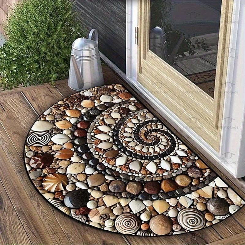 Cross-border American-style semicircular floral tile doormat, vintage home entrance door mat, printed decorative doormat, Temu dropshipping